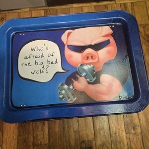 Vintage Folding Tv Tray Whos Afraid Of The Big Bad Wolf Classic Retro Cool Pig